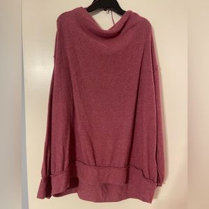 Pink Scoop Neck Free People Sweater, Size Medium